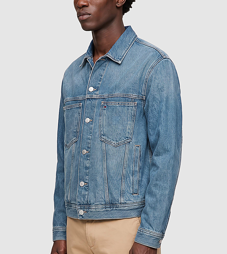Washed Button Closure Denim Jacket