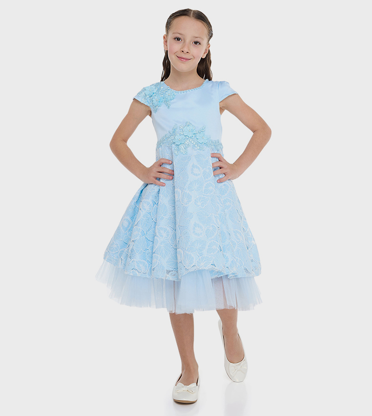 Lace Cap Sleeves Party Dress