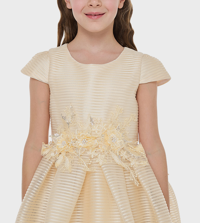 Flower Applique High-Low Dress