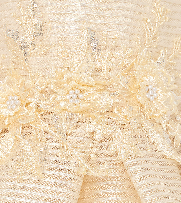 Flower Applique High-Low Dress