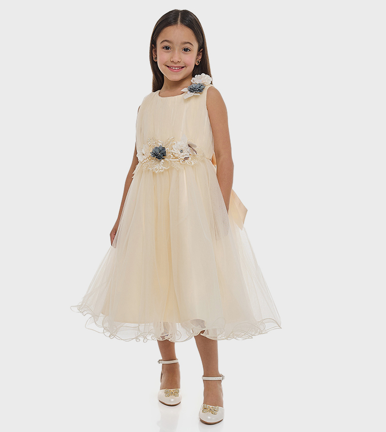 Flower Applique Tulle Dress