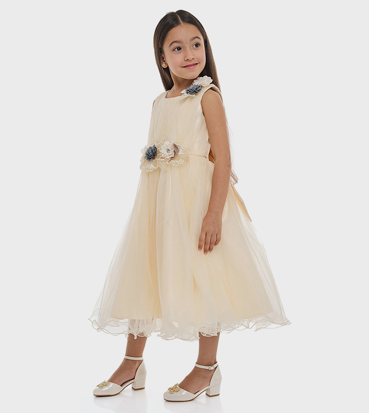 Flower Applique Tulle Dress