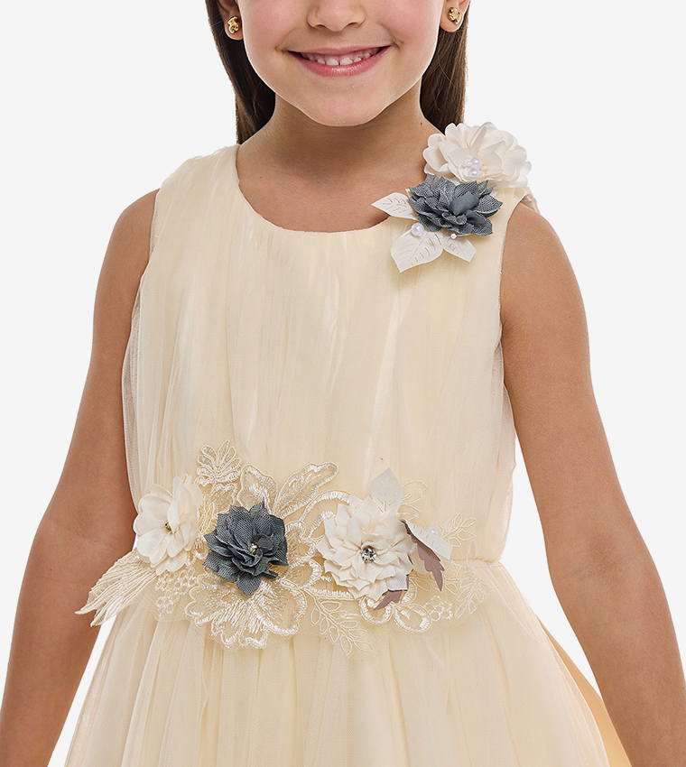 Flower Applique Tulle Dress