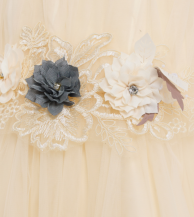 Flower Applique Tulle Dress
