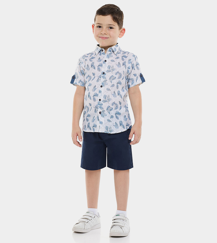 Printed Short Sleeves Shirt & Shorts Set