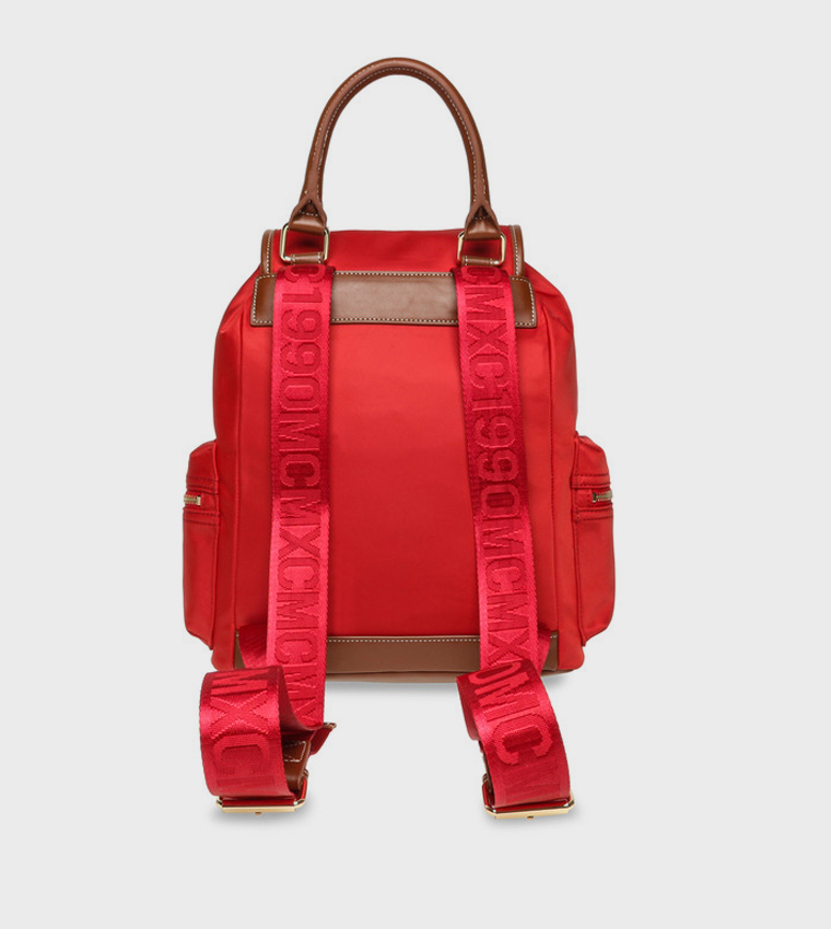HUNDO Contrast Detail Drawstring Flap Backpack