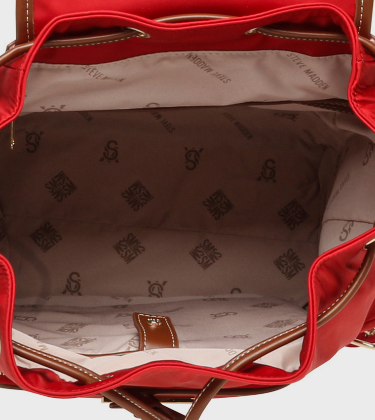 HUNDO Contrast Detail Drawstring Flap Backpack