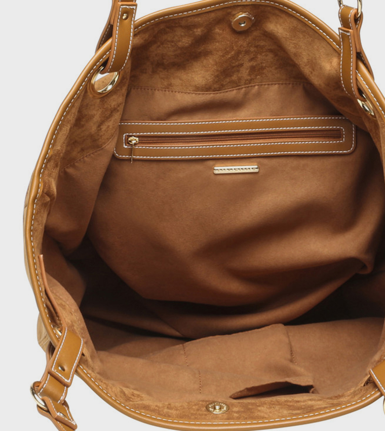 BSUTTEN 3 Solid Snap Button Tote Bag