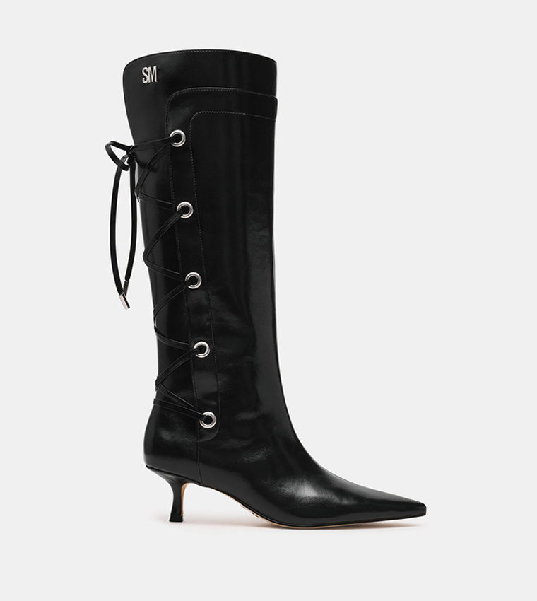 BALLPARK Eyelet Lace Up Pointed Toe Knee High Boots
