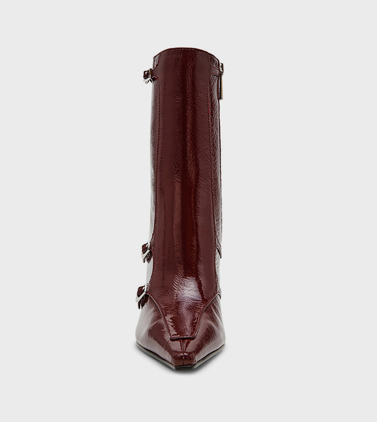 FASTENED Pointed Toe Mid Calf Boots