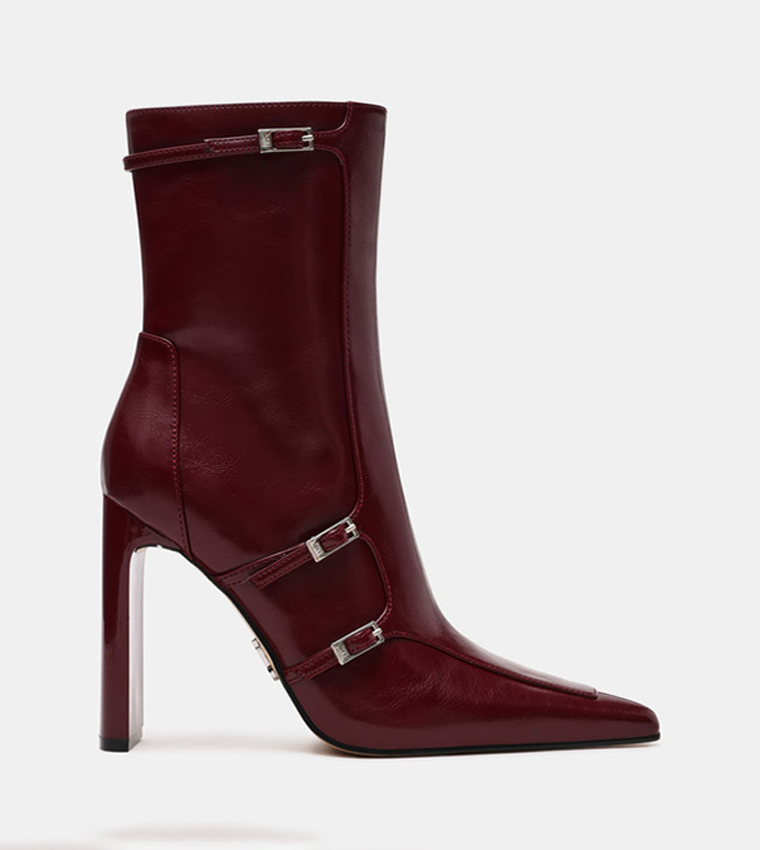 FASTENED Pointed Toe Mid Calf Boots
