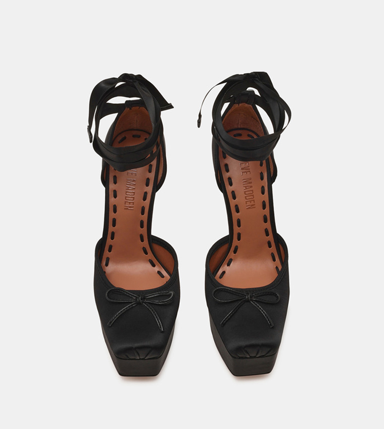 LISTEN Bow Detail Ankle Loop Heel Sandals