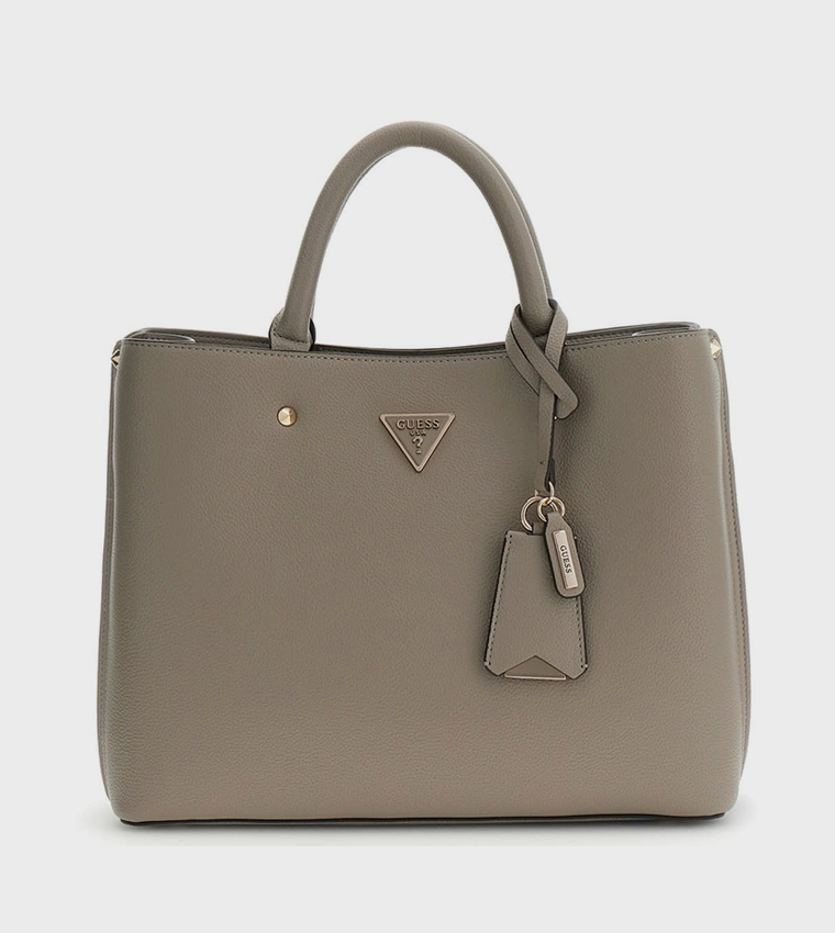 Buy Guess MERIDIAN II Textured Girlfriend Satchel Bag In Taupe
