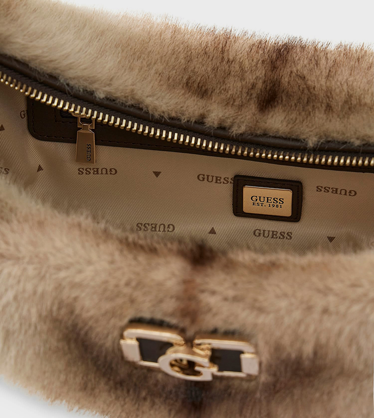 MAVIS Printed Furry Hobo Bag
