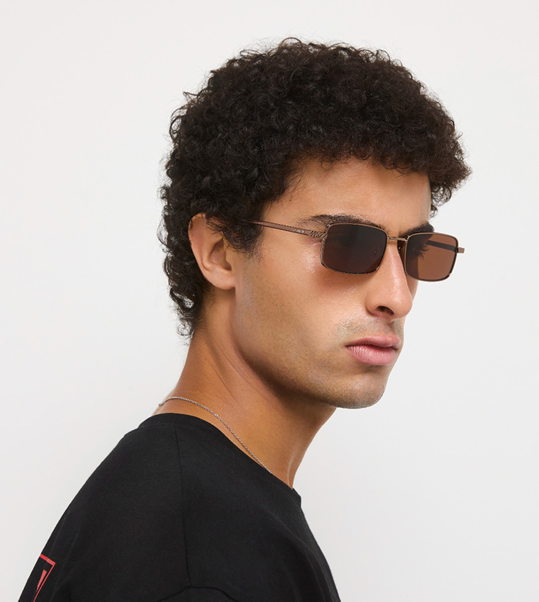 Buy 30Sundays SOLARIS Rectangle Sunglasses In Brown  display picture 2
