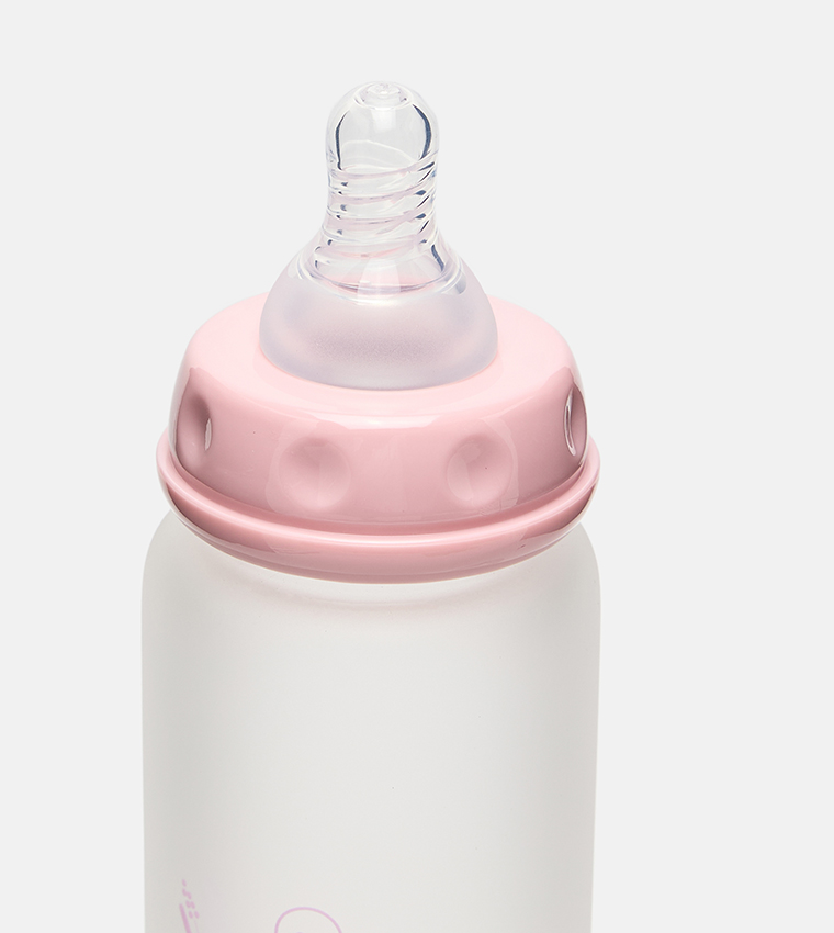 Printed Shatter Proof Glass Feeding Bottle, 240ml