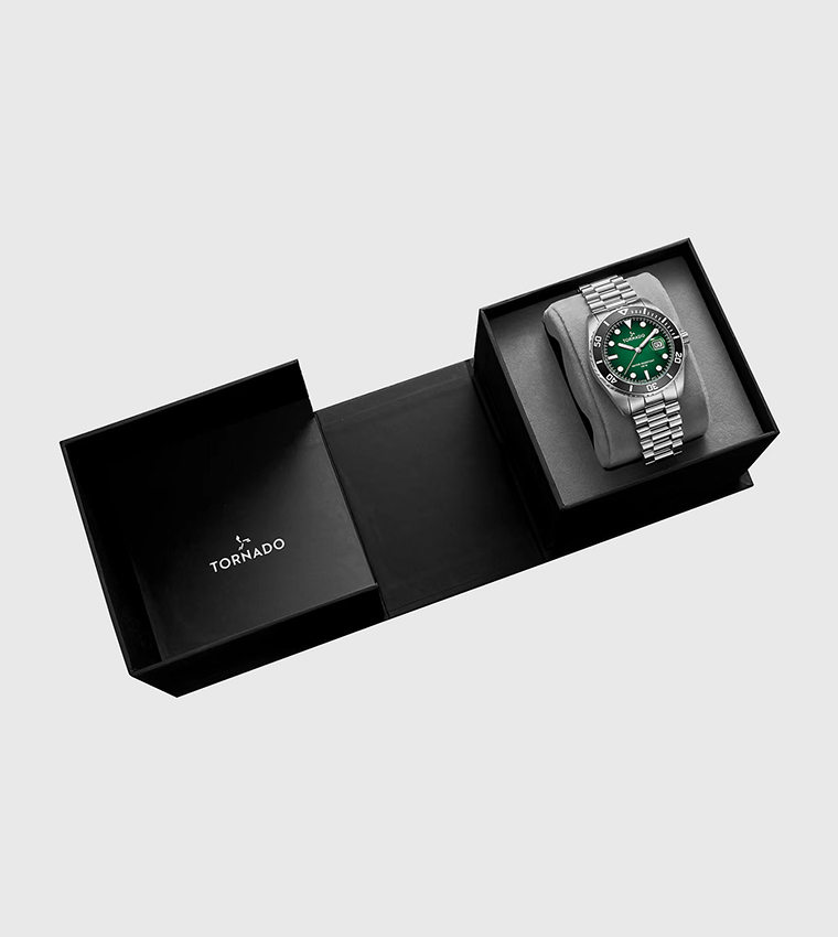 Green Dial Stainless Steel Watch