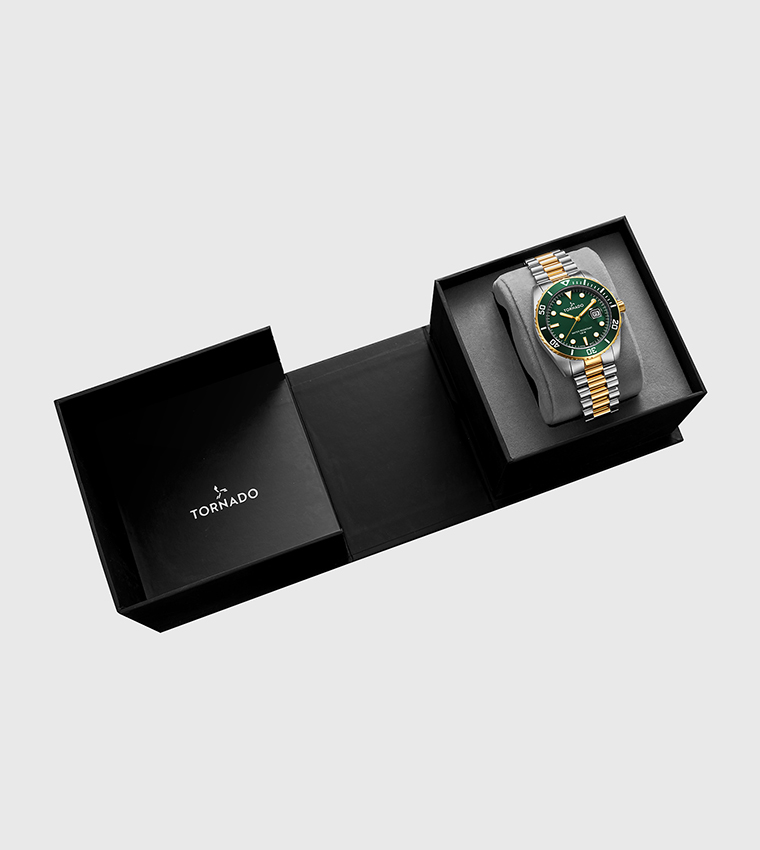 Green Dial Stainless Steel Watch