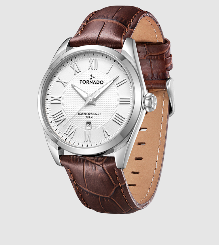 Round White Dial Analog Watch