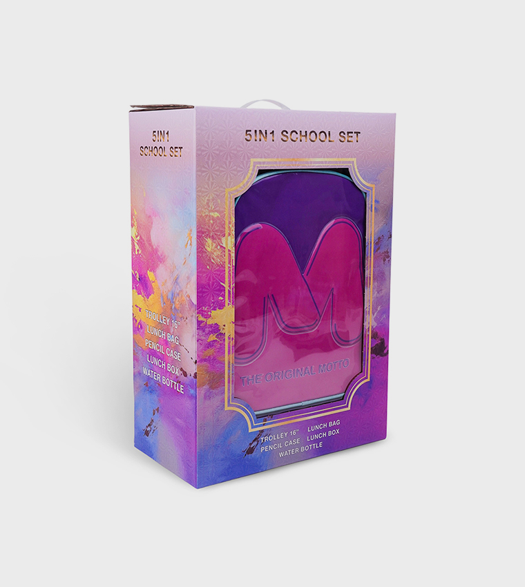 Printed 16" Trolley Backpack Set