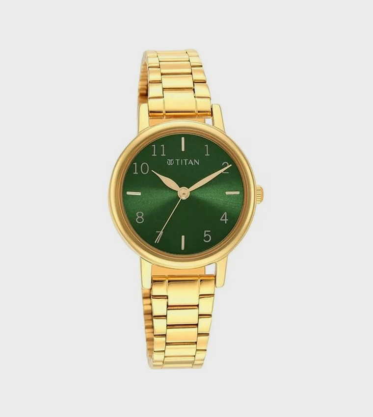 Green Dial Stainless Steel Strap Analog Watch