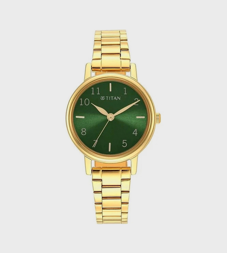 Green Dial Stainless Steel Strap Analog Watch