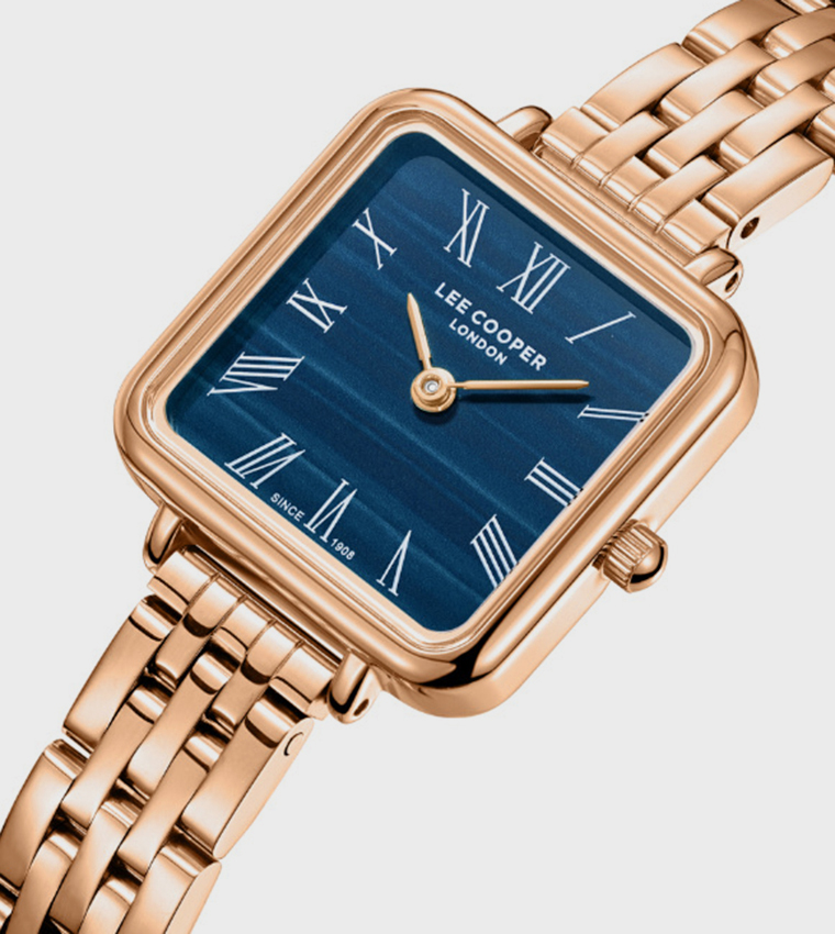 Dark Blue Dial Metal Strap Analog Watch