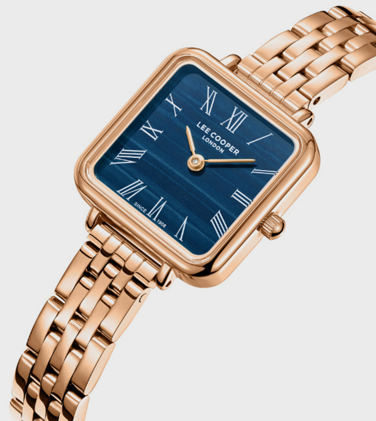 Dark Blue Dial Metal Strap Analog Watch