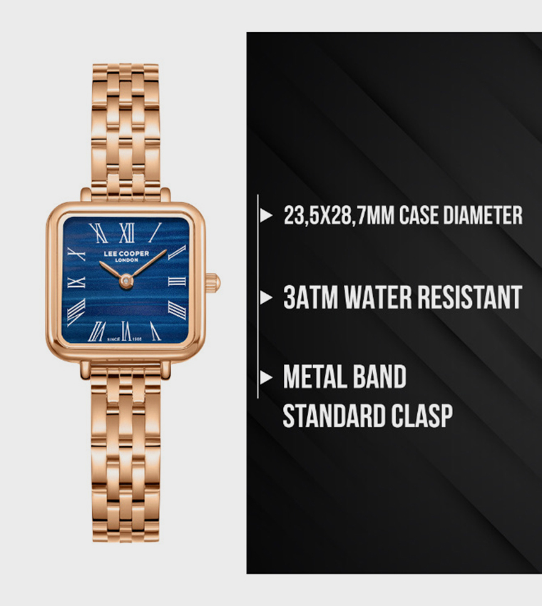 Dark Blue Dial Metal Strap Analog Watch