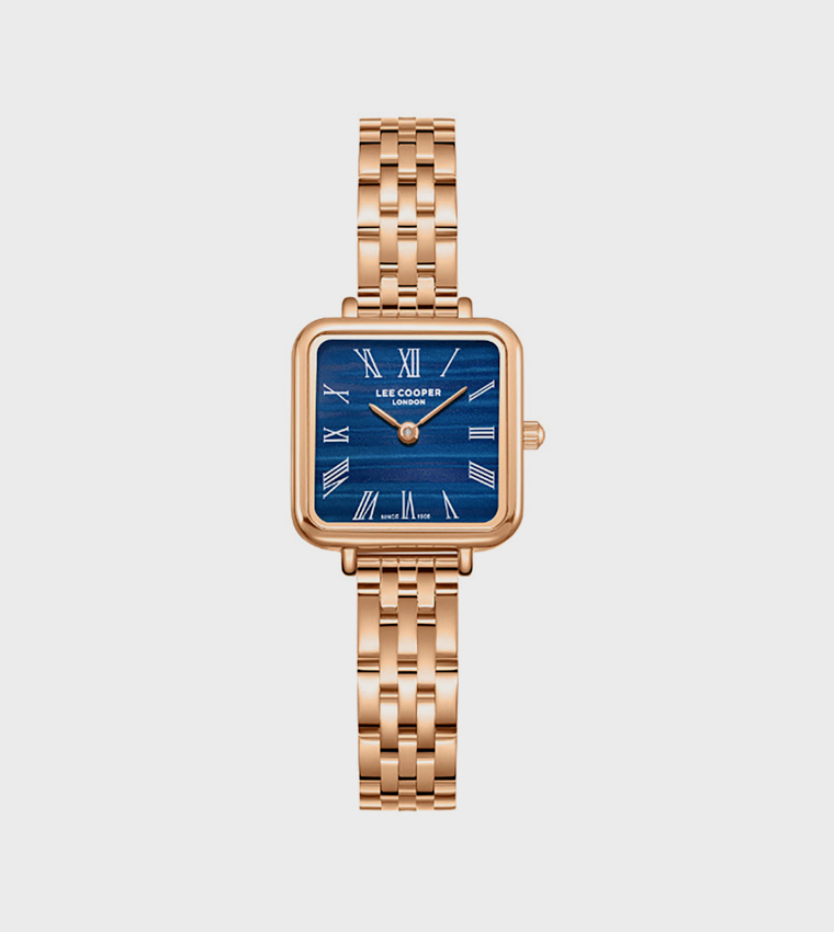 Dark Blue Dial Metal Strap Analog Watch