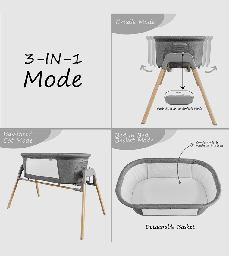 3 in 1 Baby Rocker Bassinet/ Infant Crib with Mosquito Net
