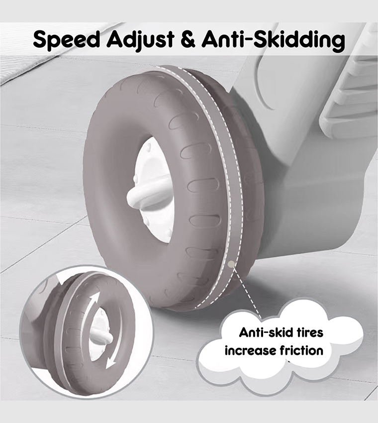 3-in-1 Baby Walker, Learning Table Mode and Game Panel Mode with Musical Keyboard - Grey