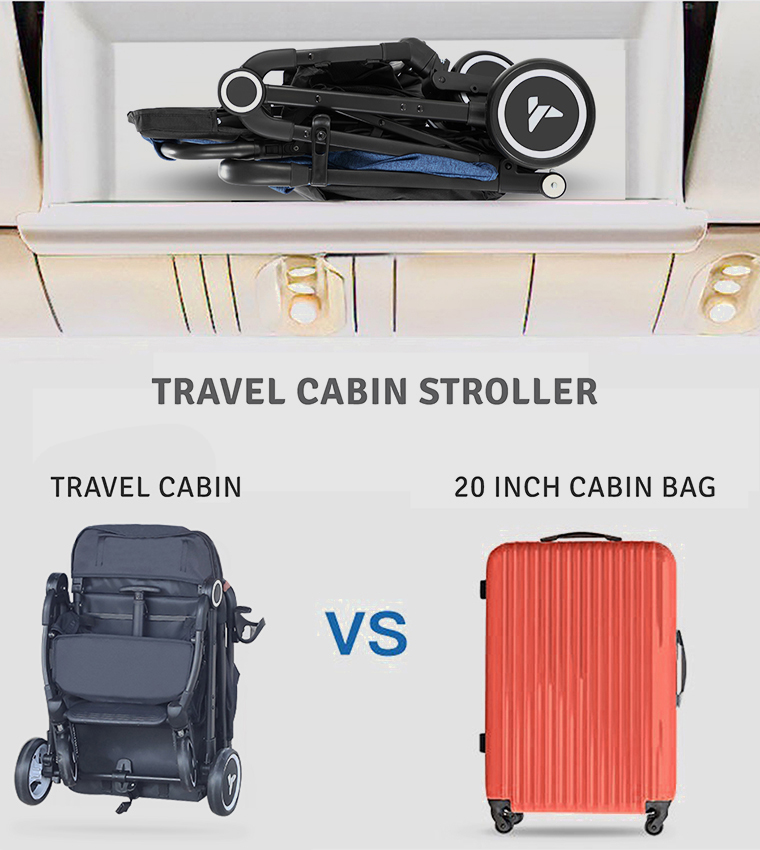 Teknum Travel Cabin Stroller with  Coffee Cup Holder - Blue