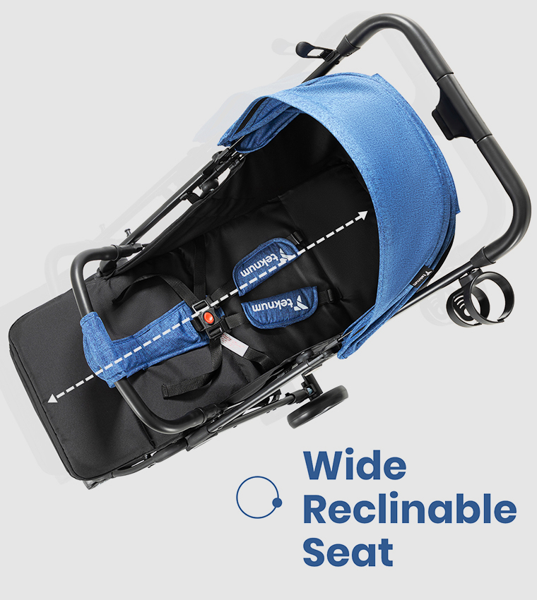 Teknum Travel Cabin Stroller with  Coffee Cup Holder - Blue