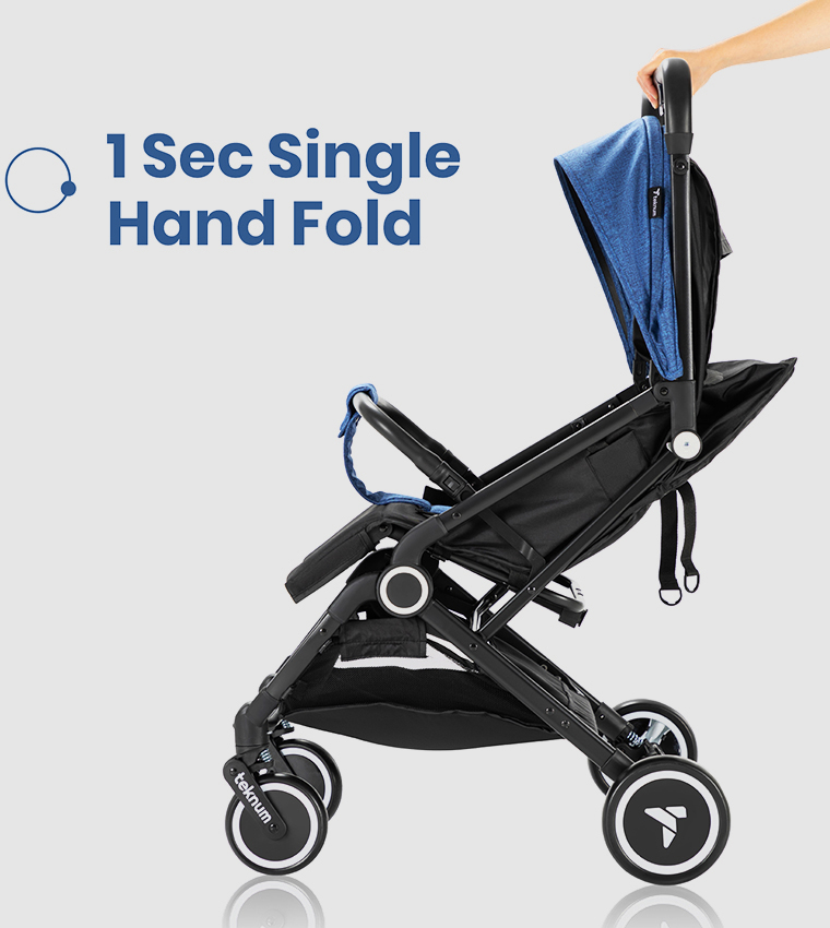 Teknum Travel Cabin Stroller with  Coffee Cup Holder - Blue