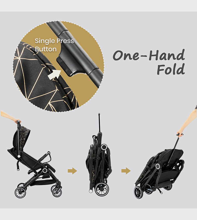 TEKNUM TravelZen Stroller with  Coffee Cup Holder - Black Gold