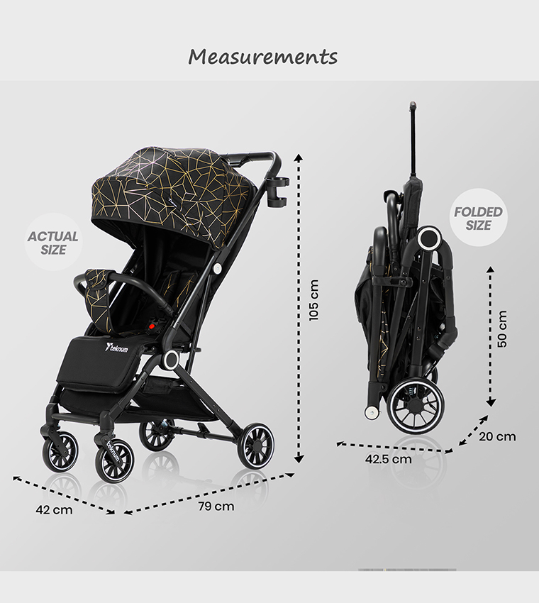 TEKNUM TravelZen Stroller with  Coffee Cup Holder - Black Gold