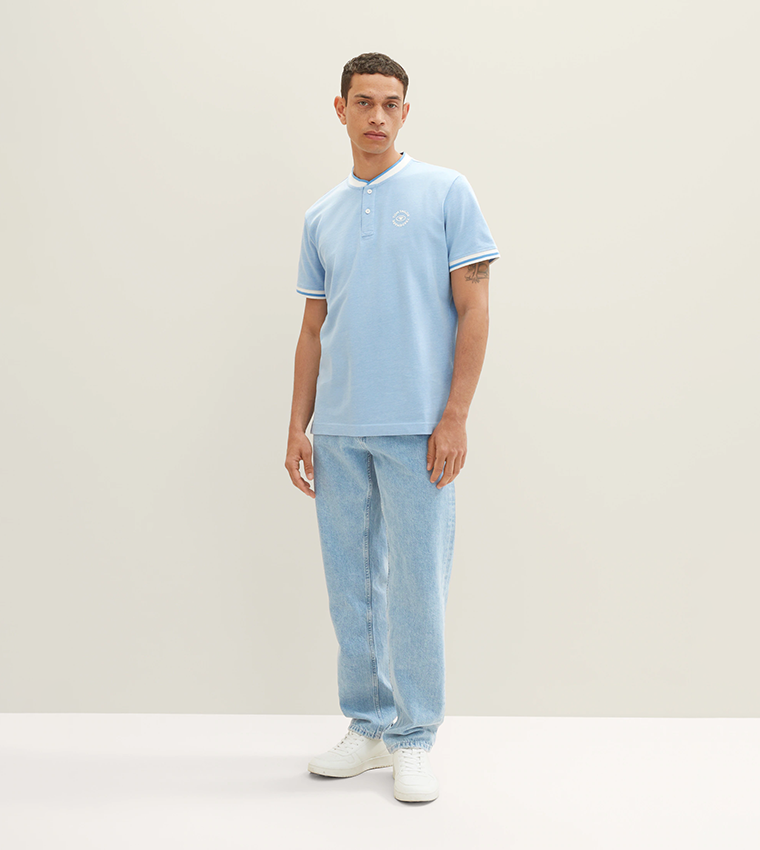 Logo Printed Stand-Up Collar T-Shirt