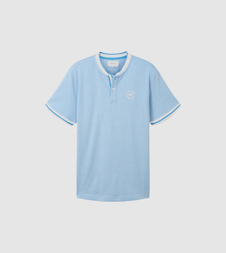 Logo Printed Stand-Up Collar T-Shirt
