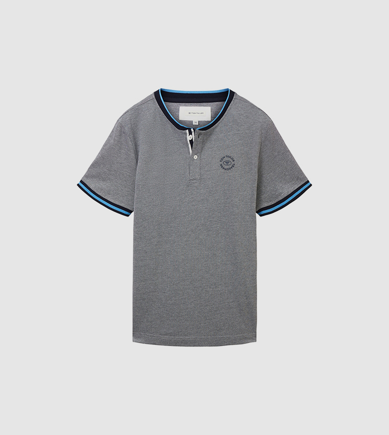 Logo Printed Stand-Up Collar T-Shirt