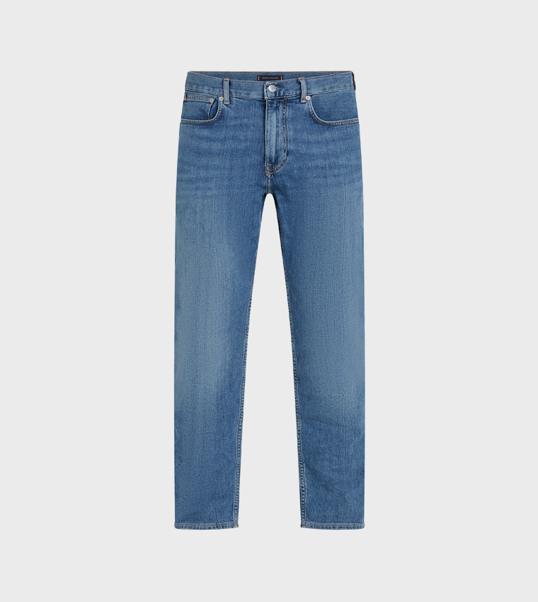 Washed Mid Rise Tapered Fit Jeans