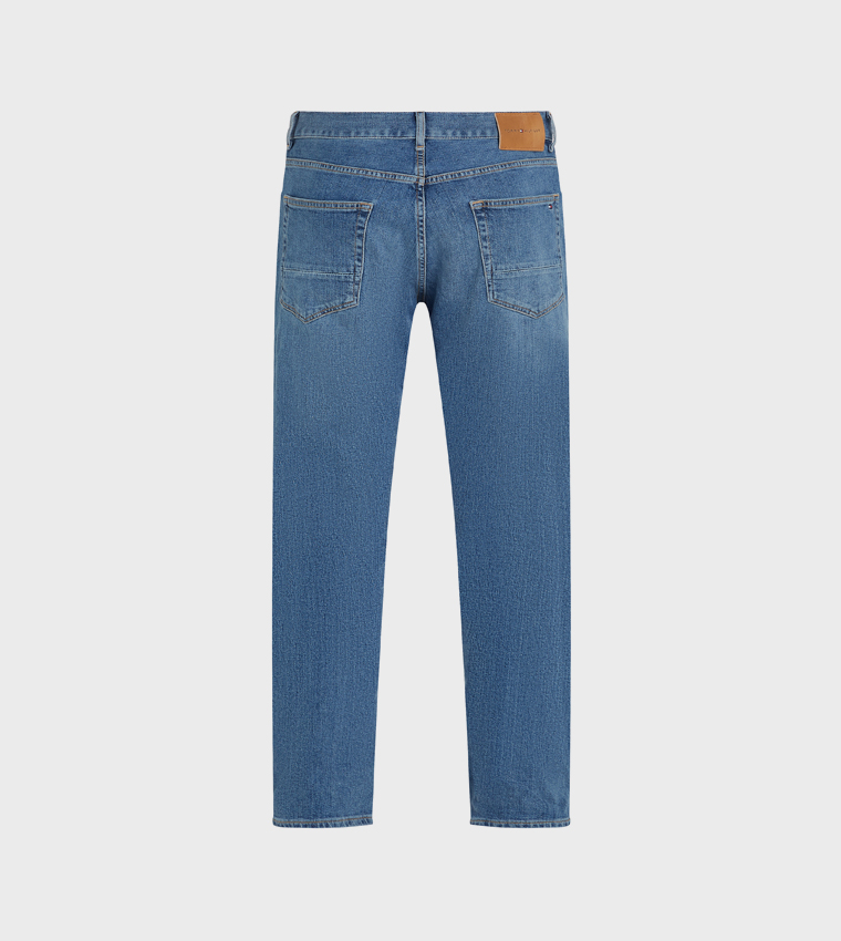 Washed Mid Rise Tapered Fit Jeans
