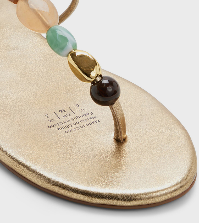 TOPAAZ Stone Detail Thong-Strap Flat Sandals