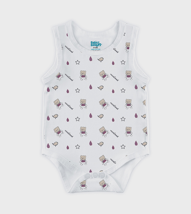 Pack of 3 Printed Sleeveless Bodysuits