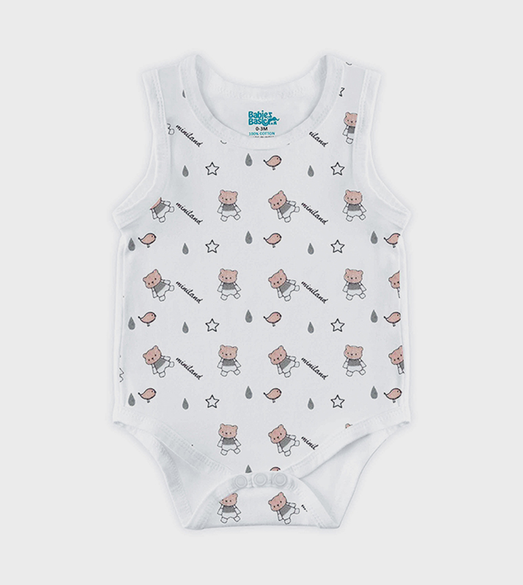 Pack of 3 Printed Sleeveless Bodysuits