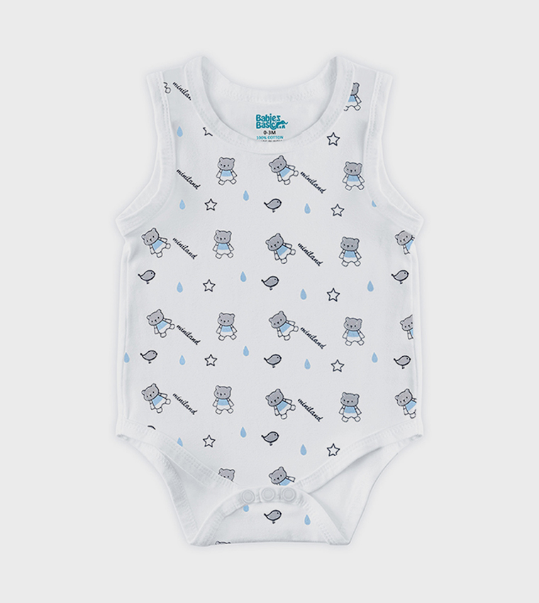 Pack of 3 Printed Sleeveless Bodysuits