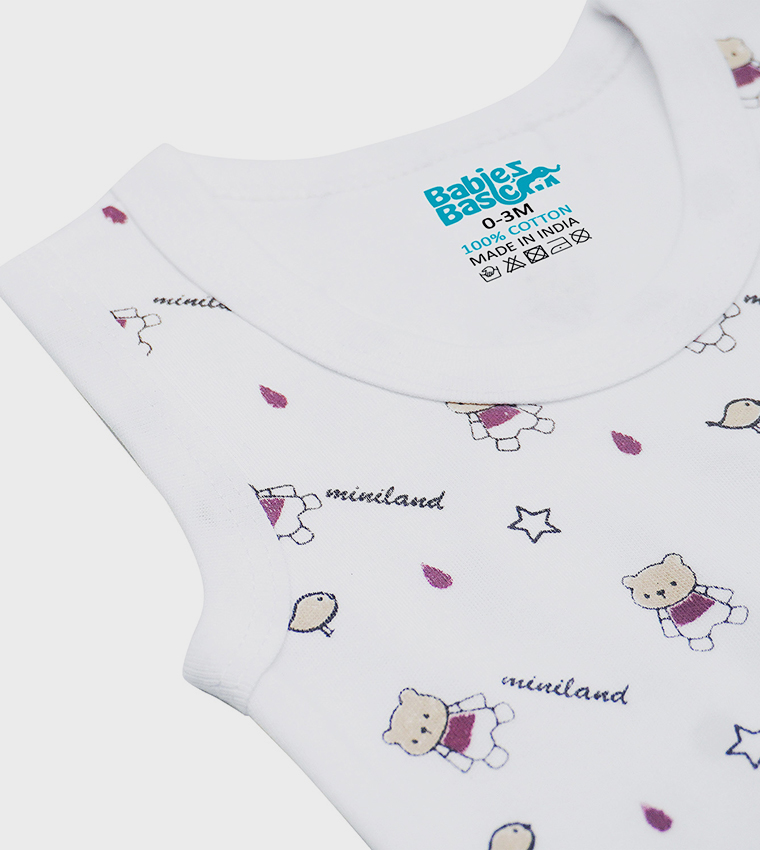 Pack of 3 Printed Sleeveless Bodysuits