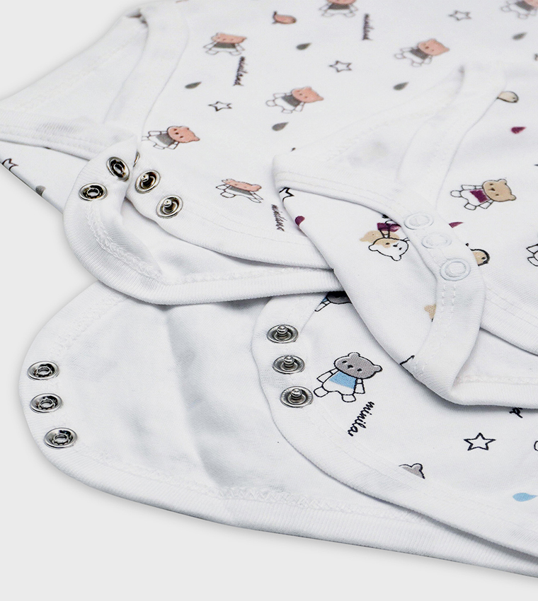 Pack of 3 Printed Sleeveless Bodysuits