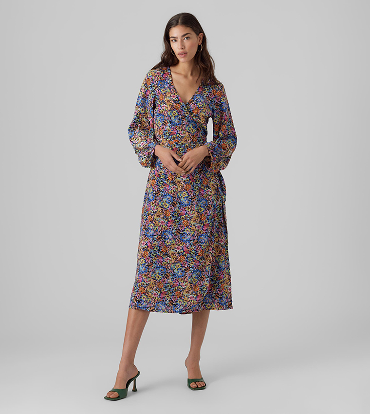 sachin and babi light blue dress Roman Mock Wrap V-neck Stretch Midi Dress - Purple