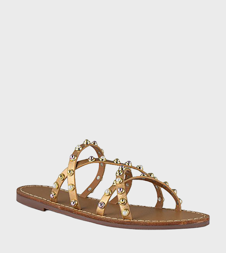 فينتشي  الصنادل المسطحة - ذهبي Flat Sandals